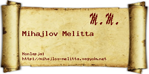 Mihajlov Melitta névjegykártya